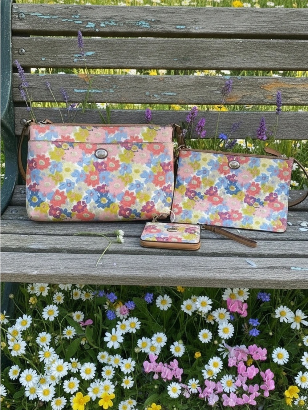 Coach Peyton Floral Brinn East/West crossbody card holder wristlet ,pouch